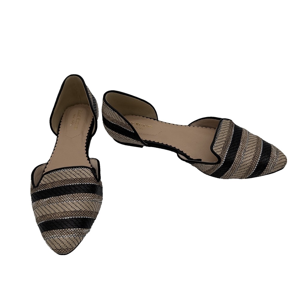 Isaac Mizrahi dOrsay Flats Women Beige Black Striped rattan Slip‎ On Size 8 boho